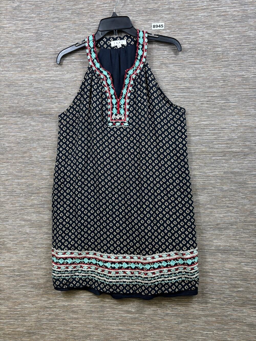 Anthropologie THML Shift Dress Womens Size L Blue Multi Fully Lined Sleeveless